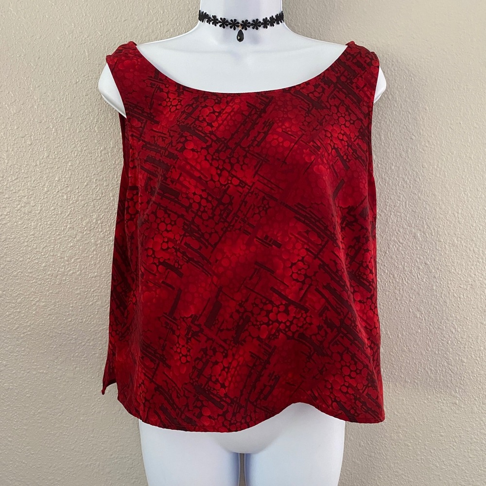 Y2K Red Artsy Tank Top 14P Dark Feminine Vamp Casual Summer 2000s Boho